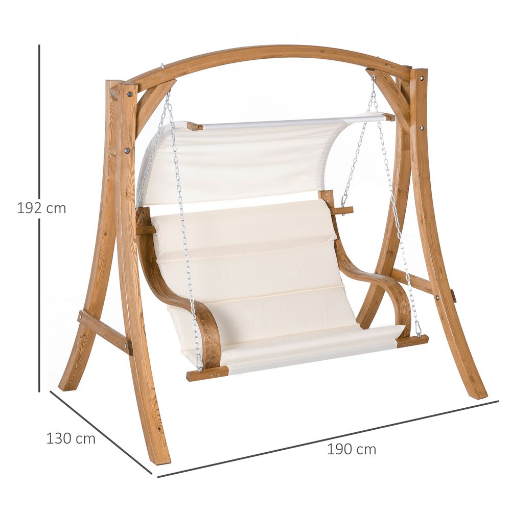 Wooden Porch Swing Chair A-Frame Wood Log Swing Bench Chair