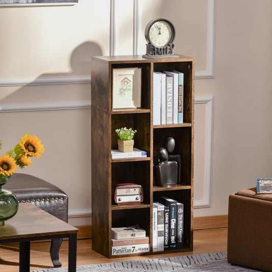 Bookcase IndustrialDisplay Cabinet Cube Storage Rustic Brown