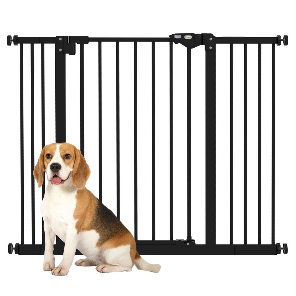 PawHut Adjustable Safety Gate w/ 2 Extensions and Four Adjustable Screws, Black