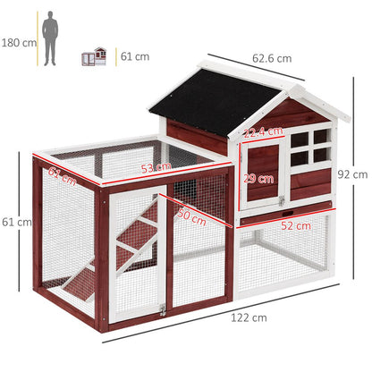 122cm Rabbit Hutch Cage Bunny House Wooden Habitat Pet Small Animal w/ Tray Ramp