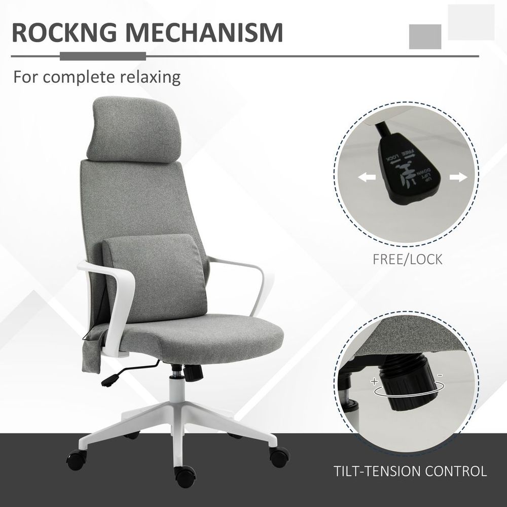 Massage Office Chair with 2 Points Lumbar Support Adjustable Height