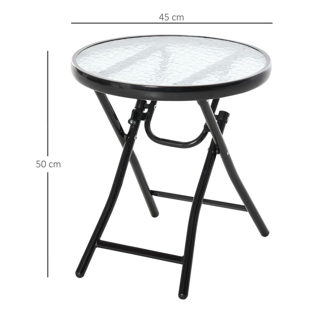 Folding Garden Table Round Foldable Table with Safety Buckle Black