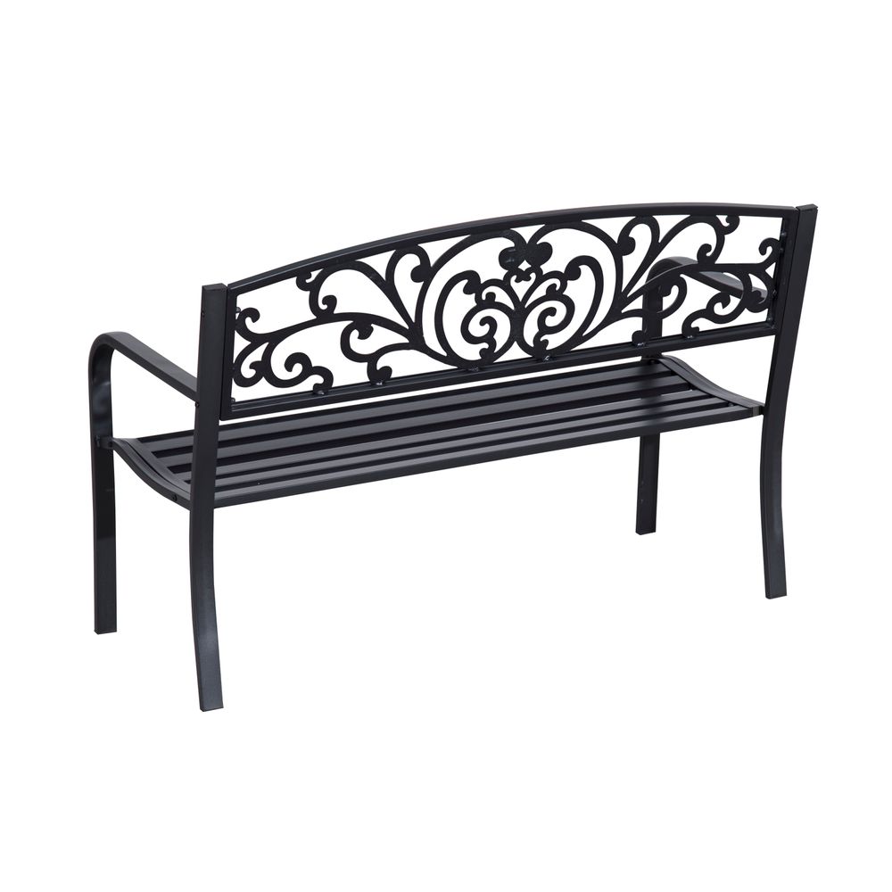 2-Seater Garden Bench, Steel-Black