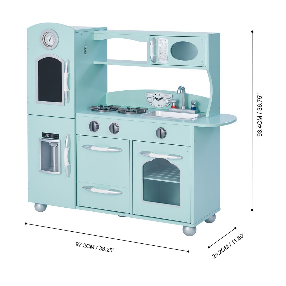 Mint Wooden Toy Kitchen with Fridge Freezer and Oven by TD-11414M