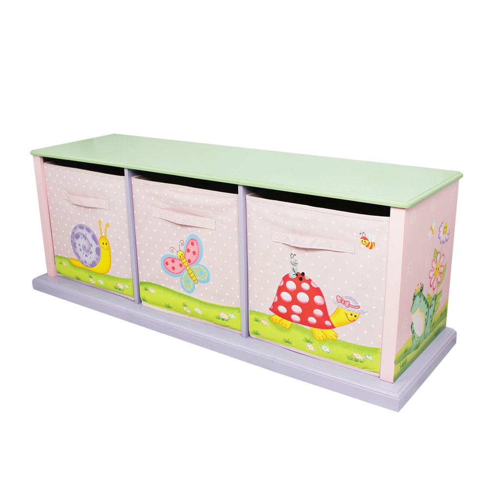 Fantasy Fields Magic Garden Kids Wooden Storage Canvas Drawers Toy Box TD-0132A