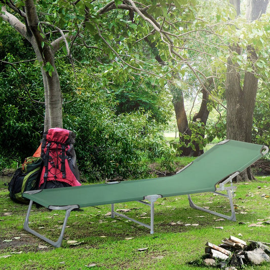 Camping Cot Picnic Sun Lounger Portable Folding Chair Patio Green Outsunny