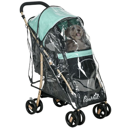 PawHut Pet Stroller for XS and S Dogs with Rain Cover - Green