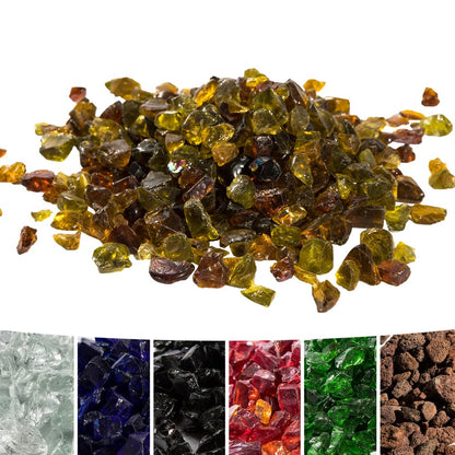 4kg Yellow Tempered Fire Glass, Lava Rocks for Outdoor Gas Fire Pit