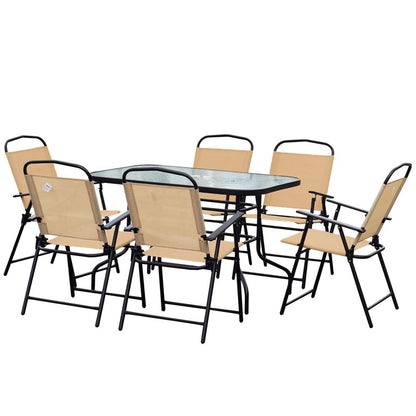 8 Pcs Dining Set W/Umbrella, Textilene-Beige