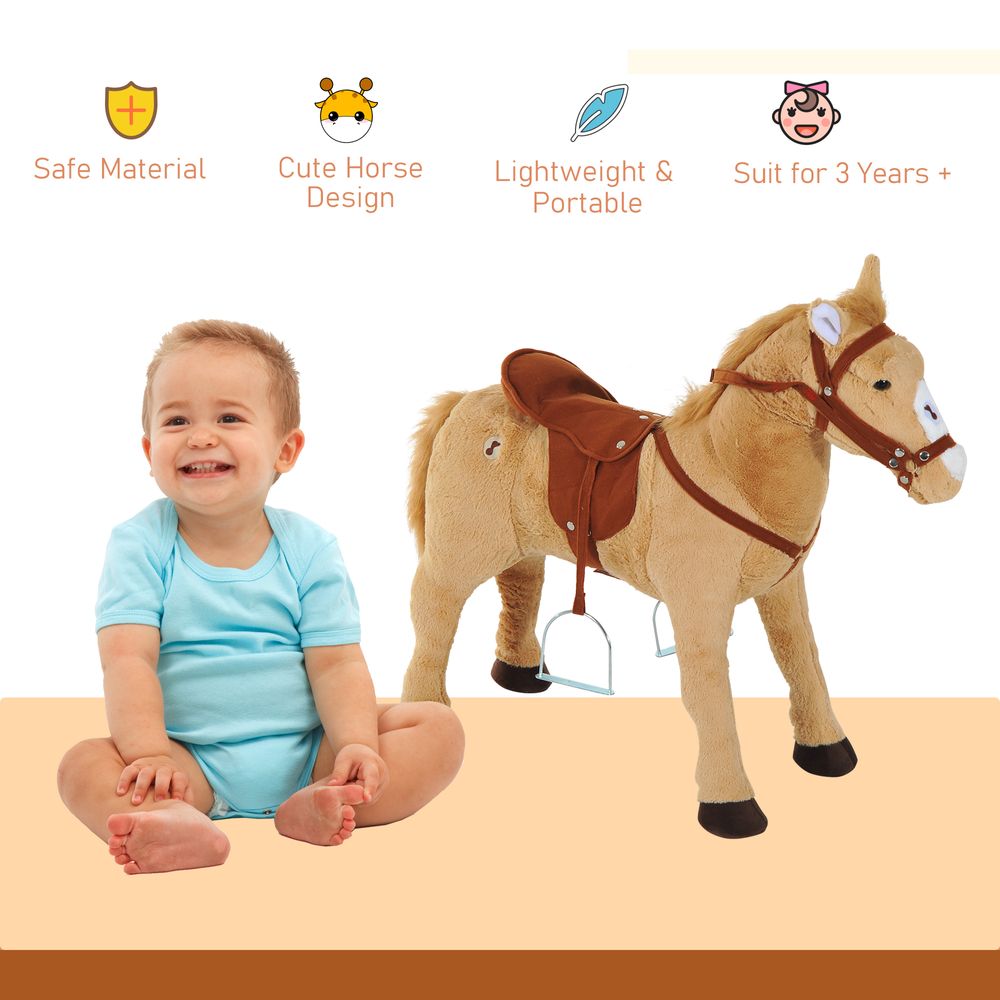 HOMCOM Children Standing Horse Plush Soft Ride On Toy Pony Kids Game Play