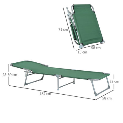 Camping Cot Picnic Sun Lounger Portable Folding Chair Patio Green Outsunny