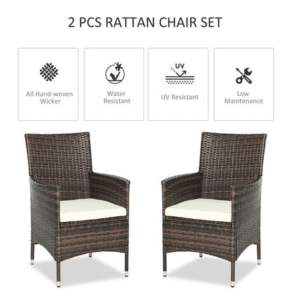 2 Seater Outdoor Rattan Armchair w/ Armrests Cushions Mixed Brown