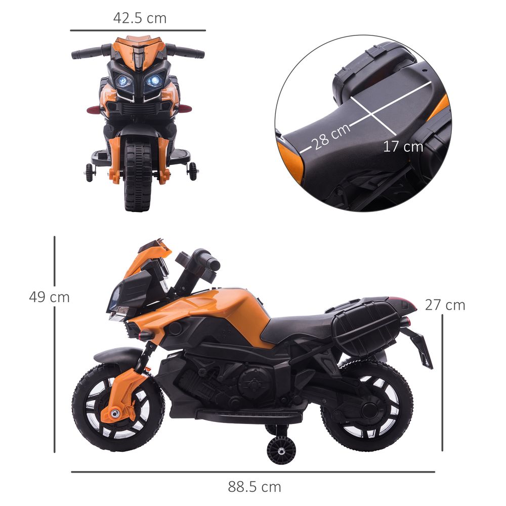 Kids 6V Electric Motorcycle Ride-On Toy Battery 18 - 48 months Orange