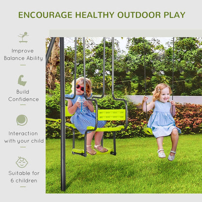 Outsunny Garden Swing Set with Double Swings, Glider, Swing Seats for Outdoor