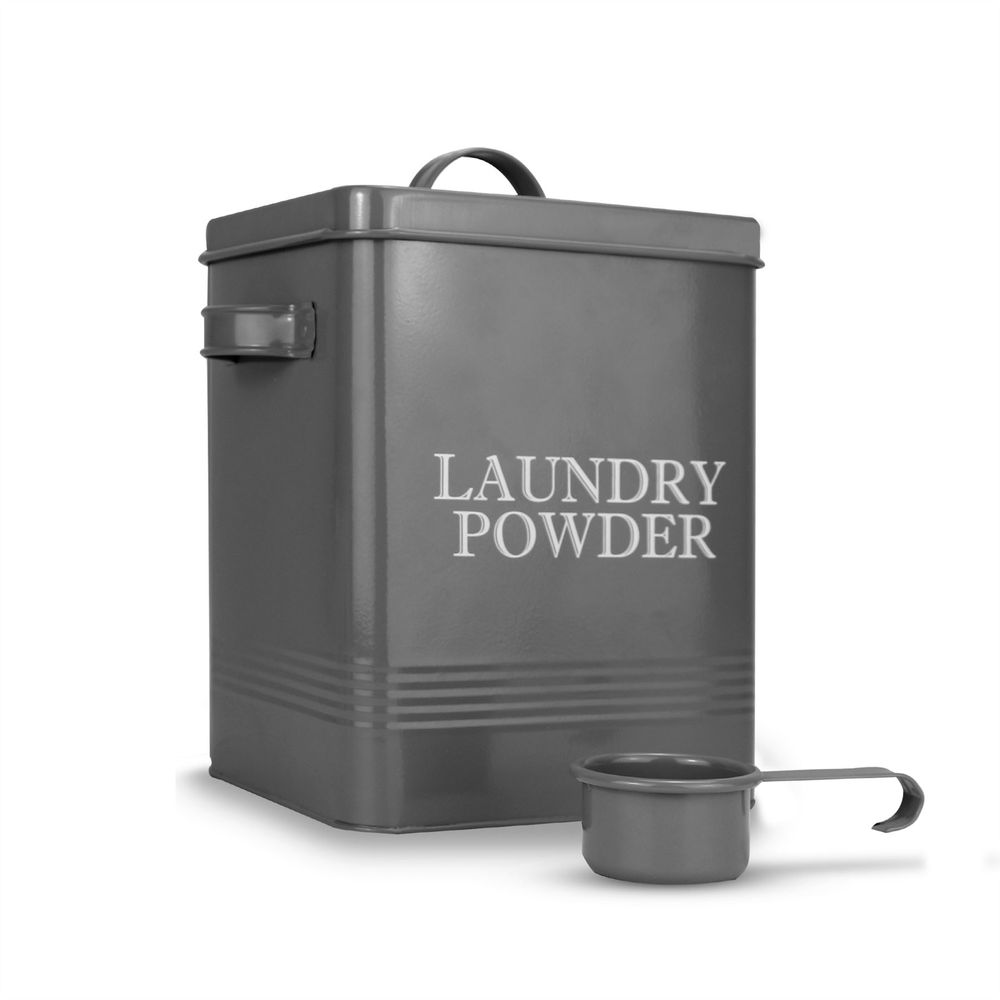 Laundry Powder Storage Tin with Scoop Grey | M&W