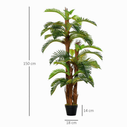 Artificial Fern Tree 36 Leaves with Nursery Pot, Fake Plant 150cm