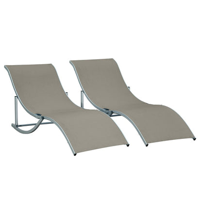 Set of 2 Zero Gravity Lounge Chair Recliners Sun Lounger Light Grey