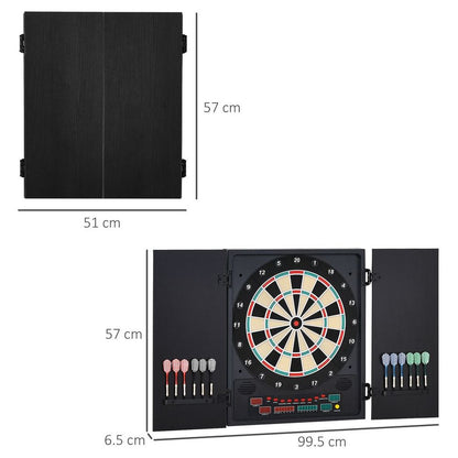 Electronic Dartboard with LED Digital Score Board 27Games Storage Cabinet