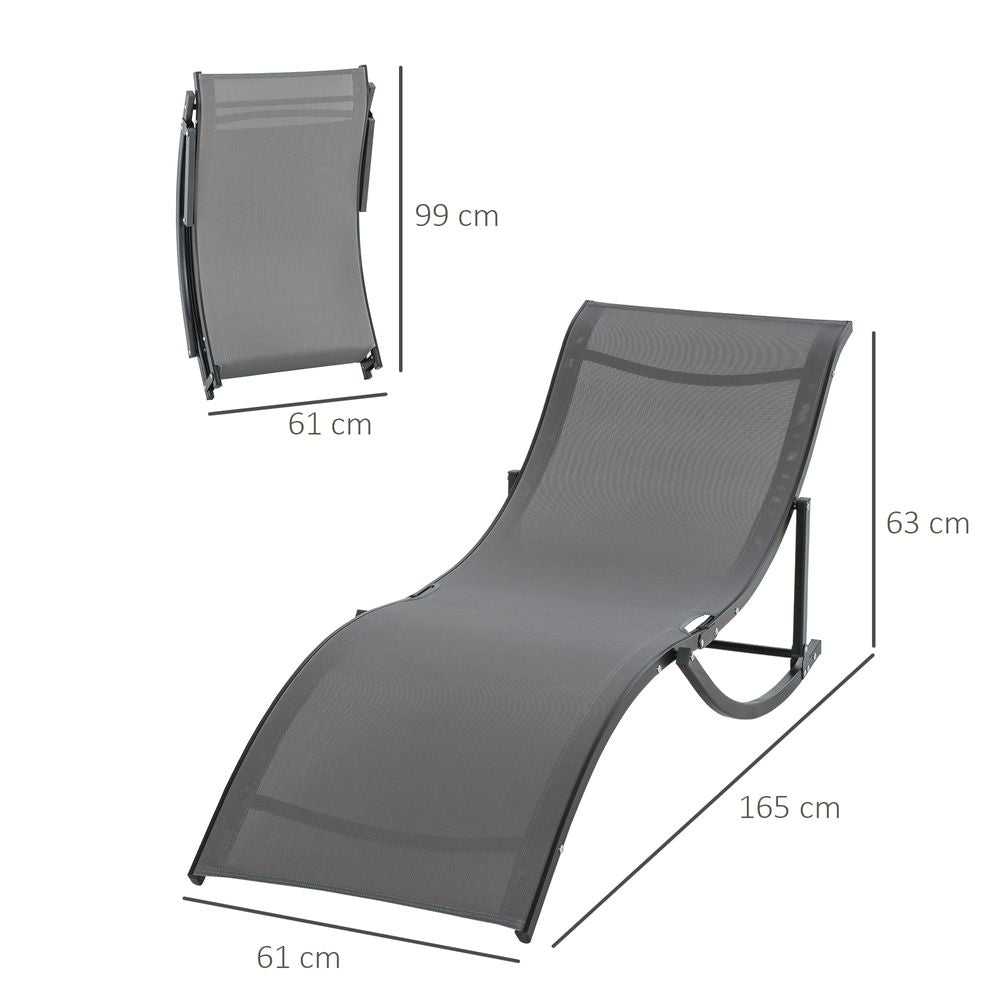 Set of 2 S-shaped Zero Gravity recliners 165x61x63cm Dark Grey