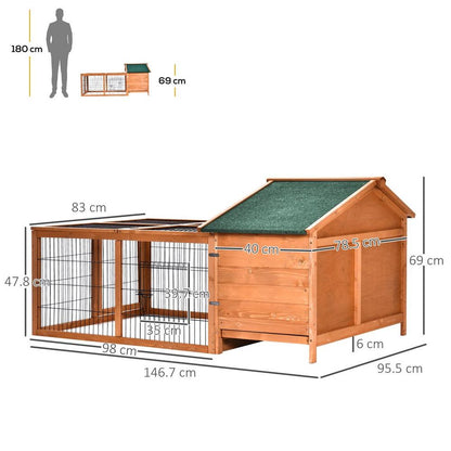 Wooden Rabbit Hutch Detachable Pet House with Openable Run & Roof