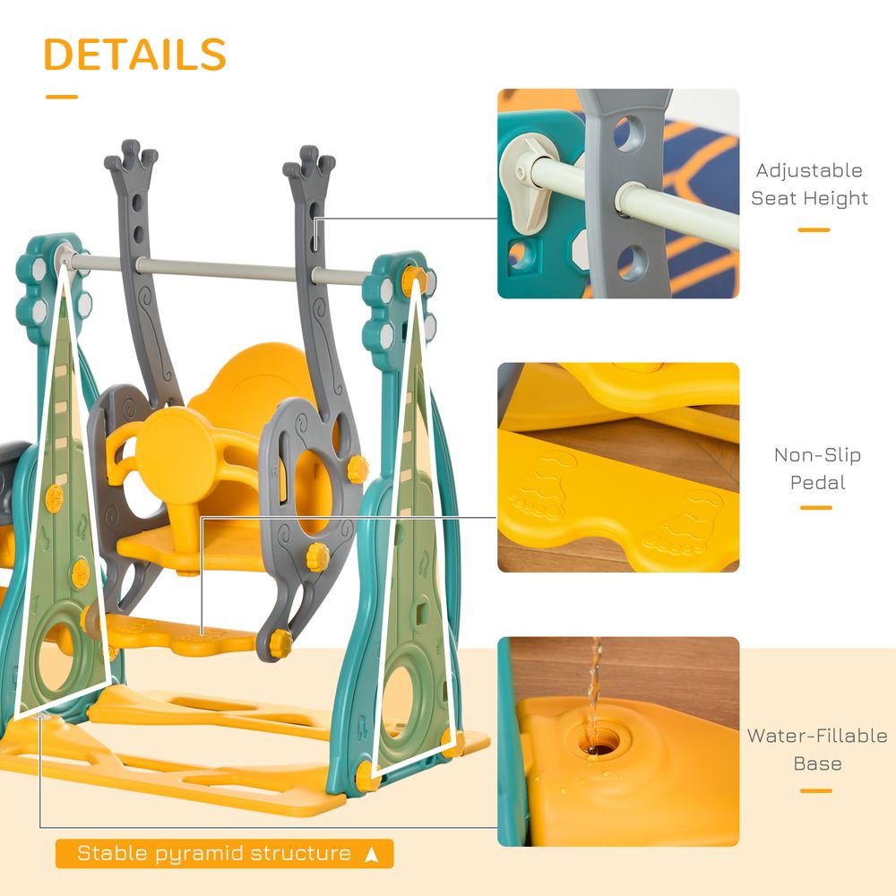 3-IN-1 Kids Swing and Slide Set with Basketball Hoop Slide Swing