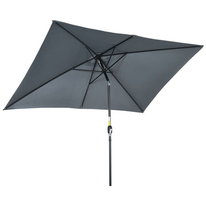 3x2m Patio Parasol Canopy Tilt Crank 6 Ribs Sun Shade Garden Dark Grey