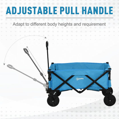 Pull Along Cart Folding Cargo Wagon Trailer Trolley For Beach Garden w/ Handle