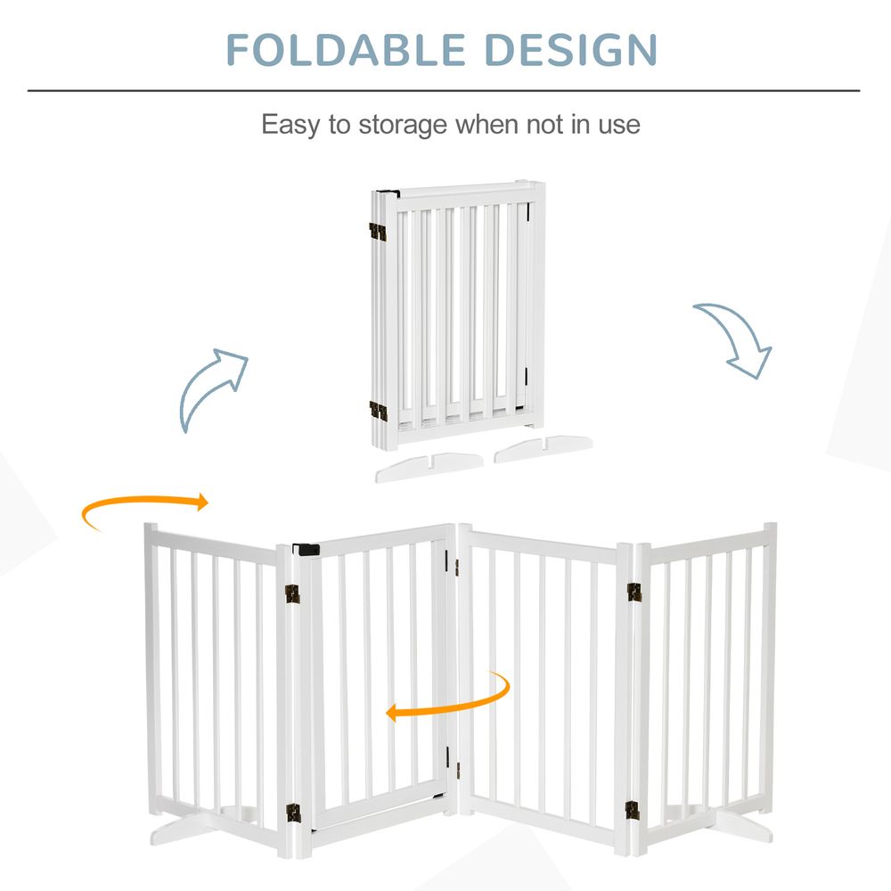 Freestanding Pet Gate w/ 2 Support Feet for Doorways Stairs White Pawhut