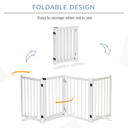 Freestanding Pet Gate w/ 2 Support Feet for Doorways Stairs White Pawhut