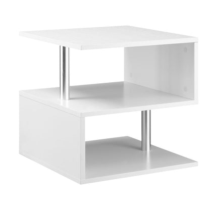 Side Table 2 Tier Storage Shef Organizer Bookcase End Desk Stand Display White