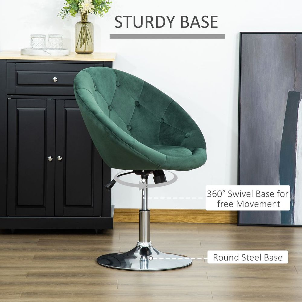 Swivel Dining Height Bar Stool Adjustable Armless Tub Chair Green