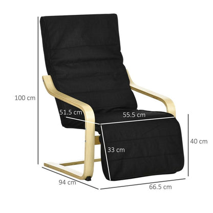 Lounge Chair Recliner Adjustable Footrest Home Black