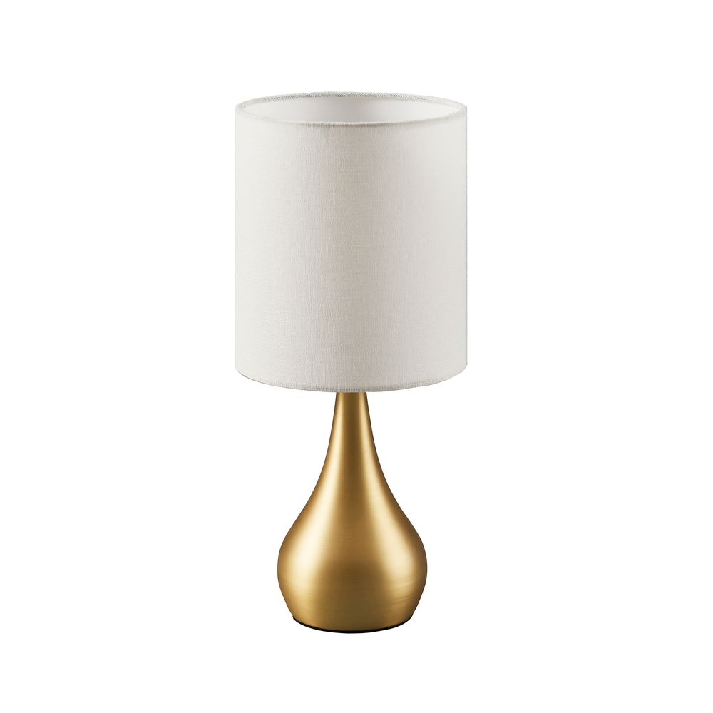 Sarah Metal Table Lamp with Touch Light, Cream Fabric Shade