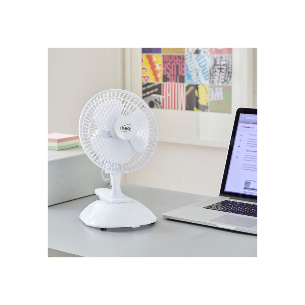 Neo Mini Clip Base Mount Desk Fan  White