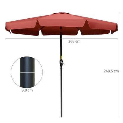 2.66m Patio Umbrella Garden Parasol Wine Red