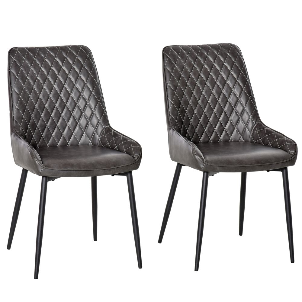 Retro Dining Chair Set of 2, PU Leather Upholstered Side Chairs