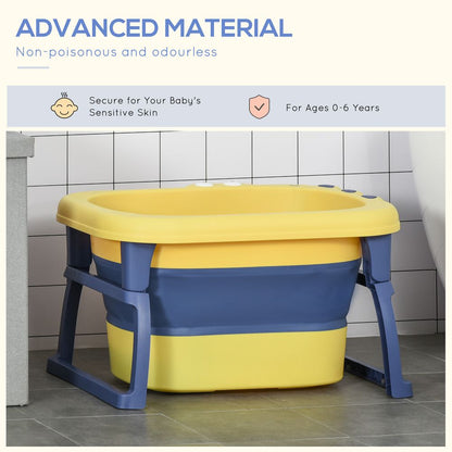 Foldable Baby Bathtub for Newborns Infants Toddlers w/ Stool - Yellow