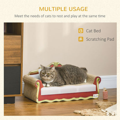 PawHut Cat Scratching Board, Cardboard Lounge Sofa with Catnip, 58 x 29.5 x 29cm