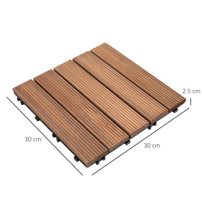 27 Pcs Floor Tiles Interlocking Solid Wood DIY Deck Tiles Flooring