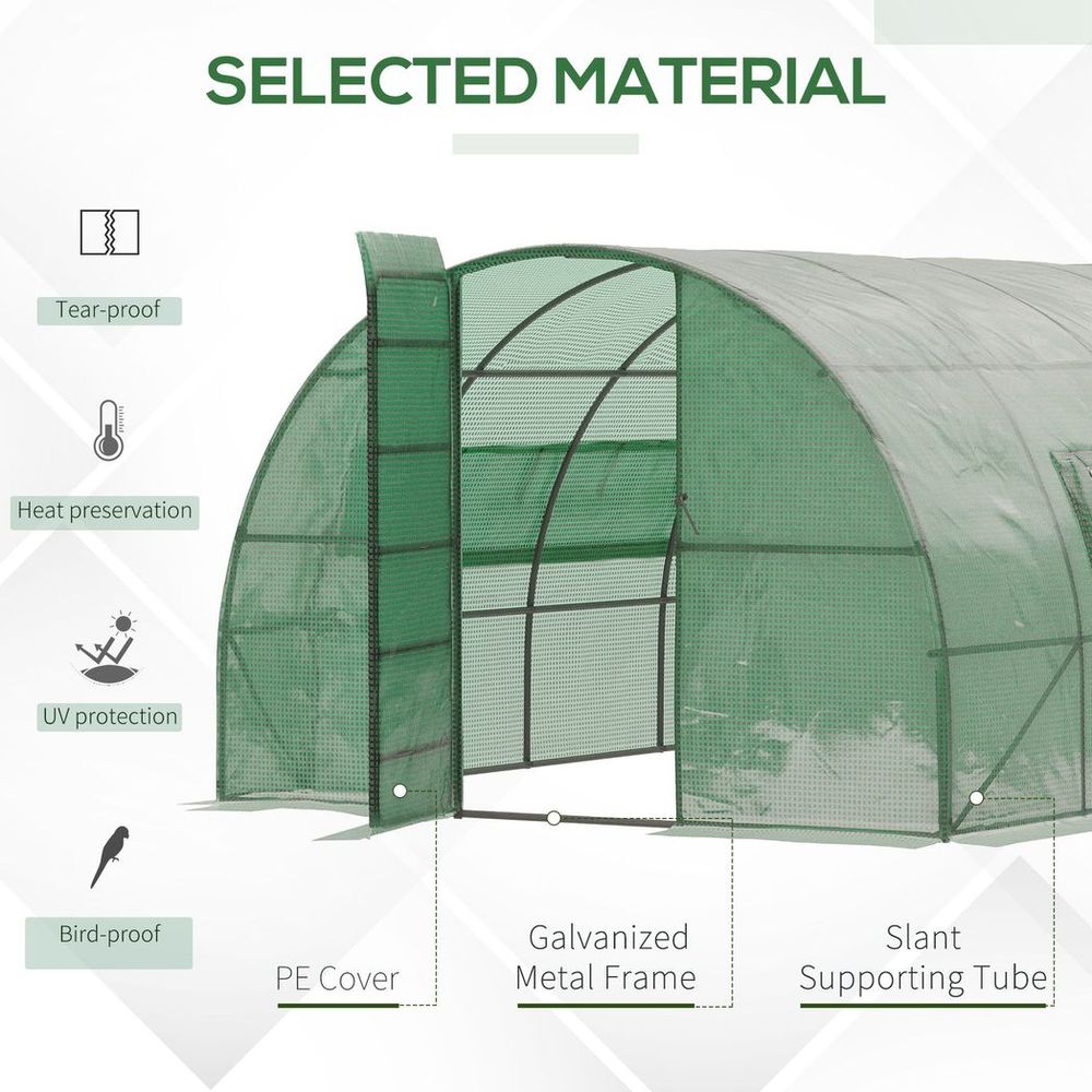 6 x 3M Reinforced Walk-in Polytunnel Garden Greenhouse Steel Frame