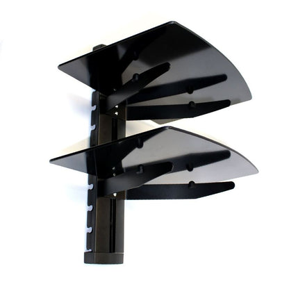 Tempered Black Glass Floating Shelf 2 Tier | M&W