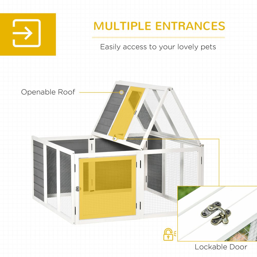 Rabbit Hutch Small Animal Guinea Pig House with Openable Roof Grey Pawhut