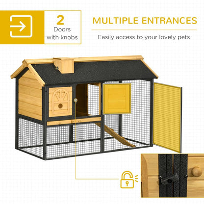 PawHut Rabbit Hutch Outdoor Bunny Cage w/ Run, Removable Tray 120 x 55.5 x 80cm