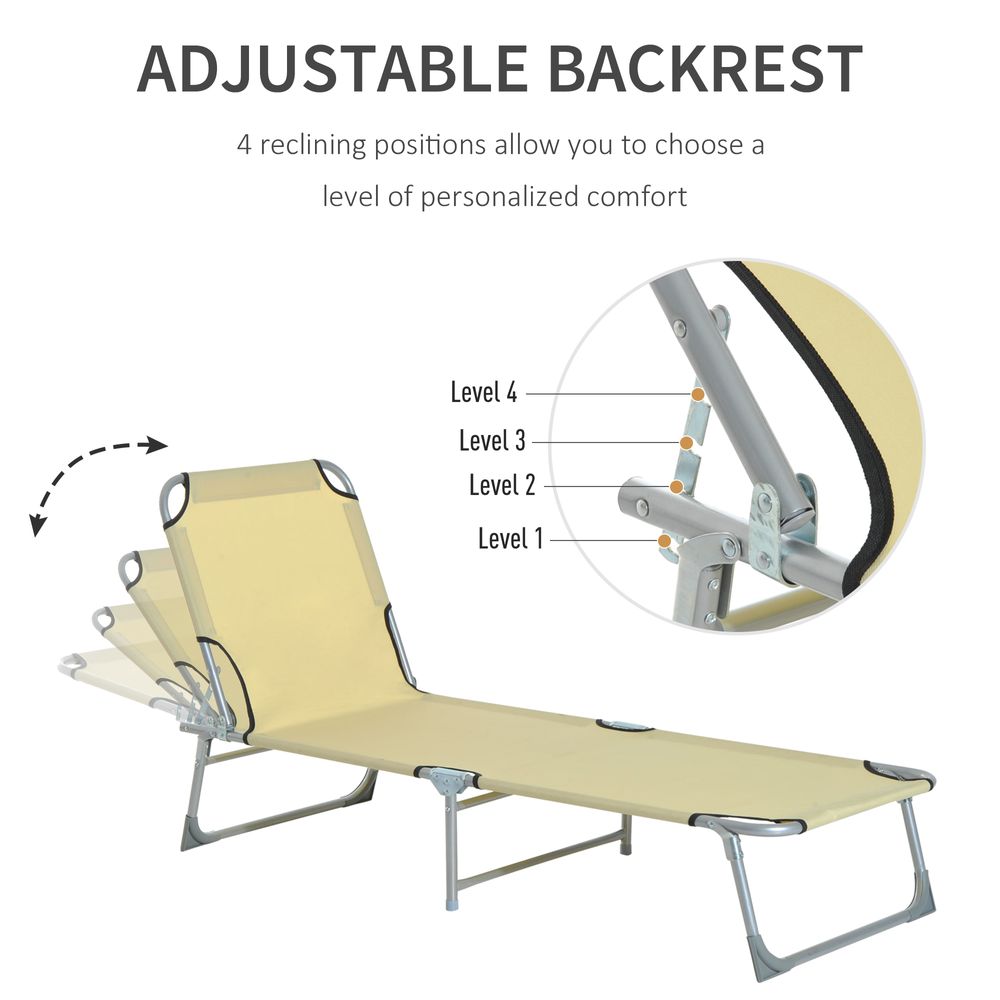 Camping Cot Picnic Sun Lounger Portable Folding Chaise Chair Patio Outsunny