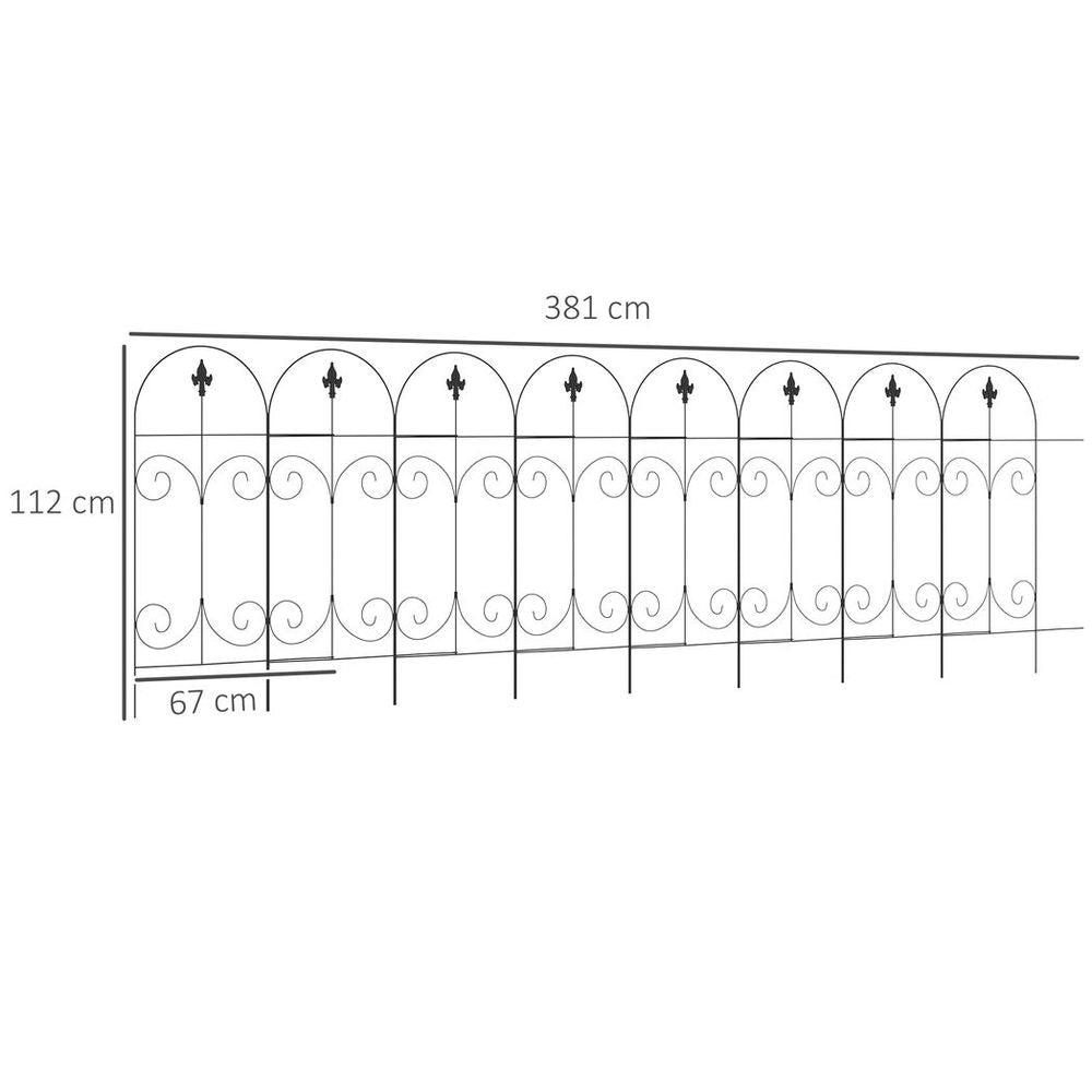 8PCs Garden Fencing Panels 44in x 12.5ft Flower Bed Border Edging Animal Barrier