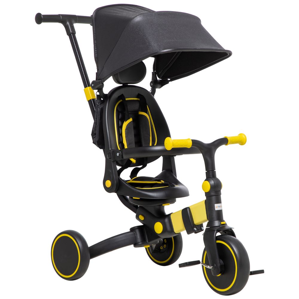 3 in 1 Baby Trike, Tricycle for Kids Adjustable Push Handle - Yellow