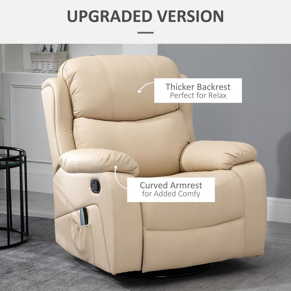 Massage Recliner Chair Manual Reclining Chair with Footrest Remote Beige