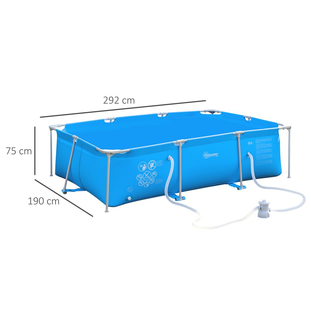 Steel Frame Pool & Filter Pump & Cartridge Rust Resistant 315 x 225 x 75cm Blue