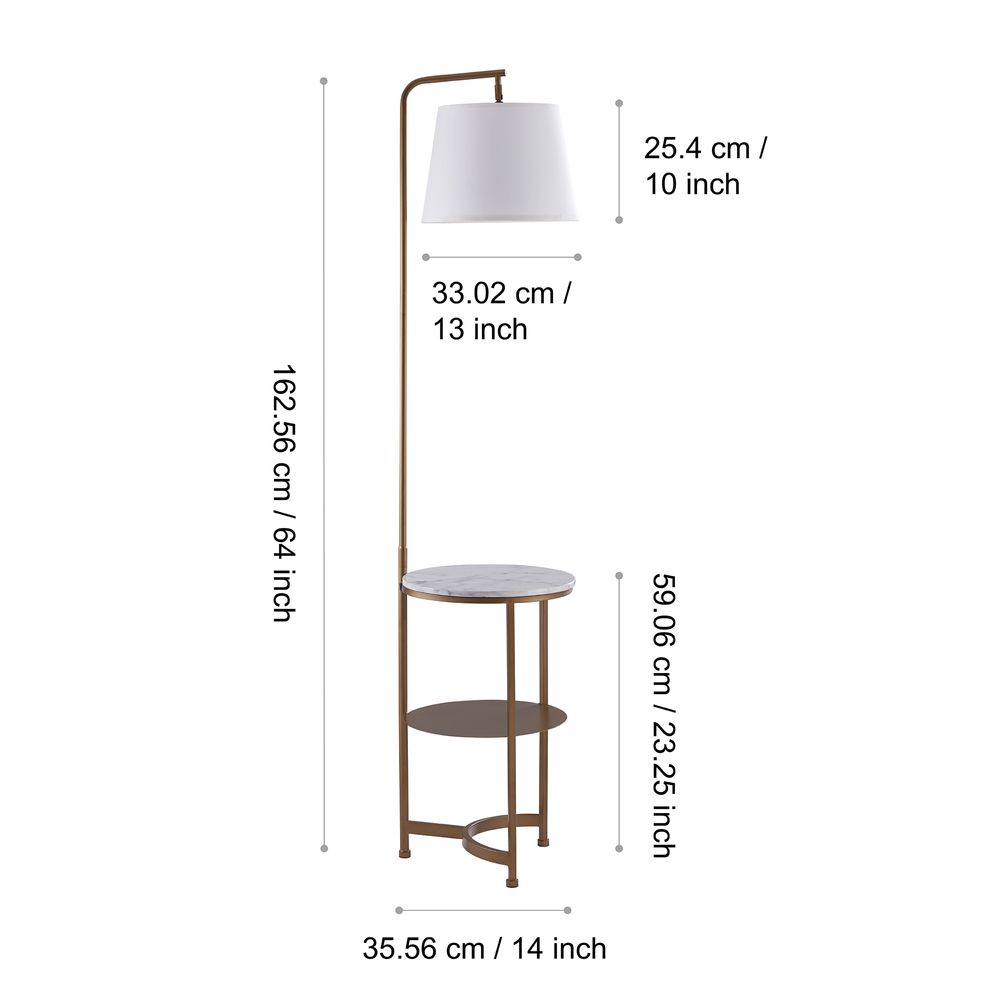 Lilah Standard Floor Lamp with Built-in USB, Table & Storage, White