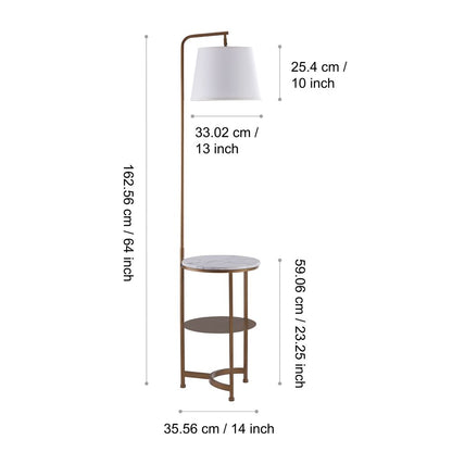 Lilah Standard Floor Lamp with Built-in USB, Table & Storage, White